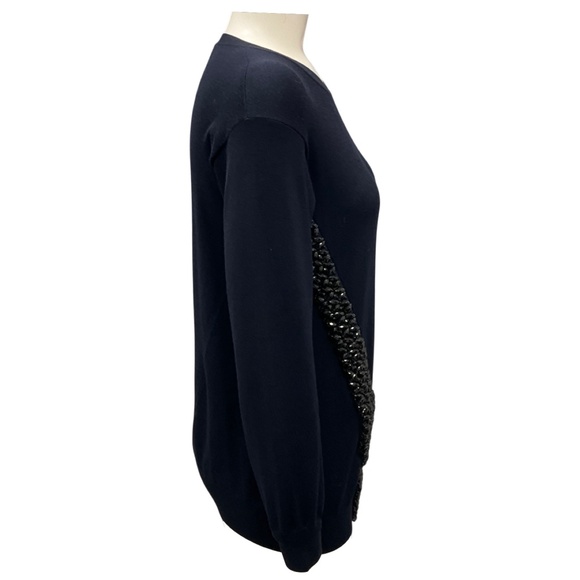 STELLA MCCARTNEY NAVY 2013 EMBELLISHED WOOL AND SILK KNIT SWEATER - Picture 2 of 5